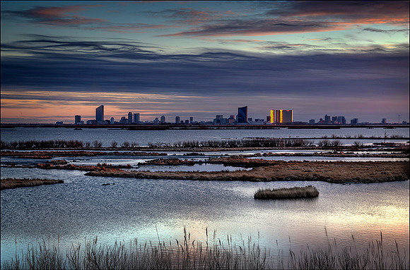 A view of Atlantic City from Farsythe Wildlife Refuge